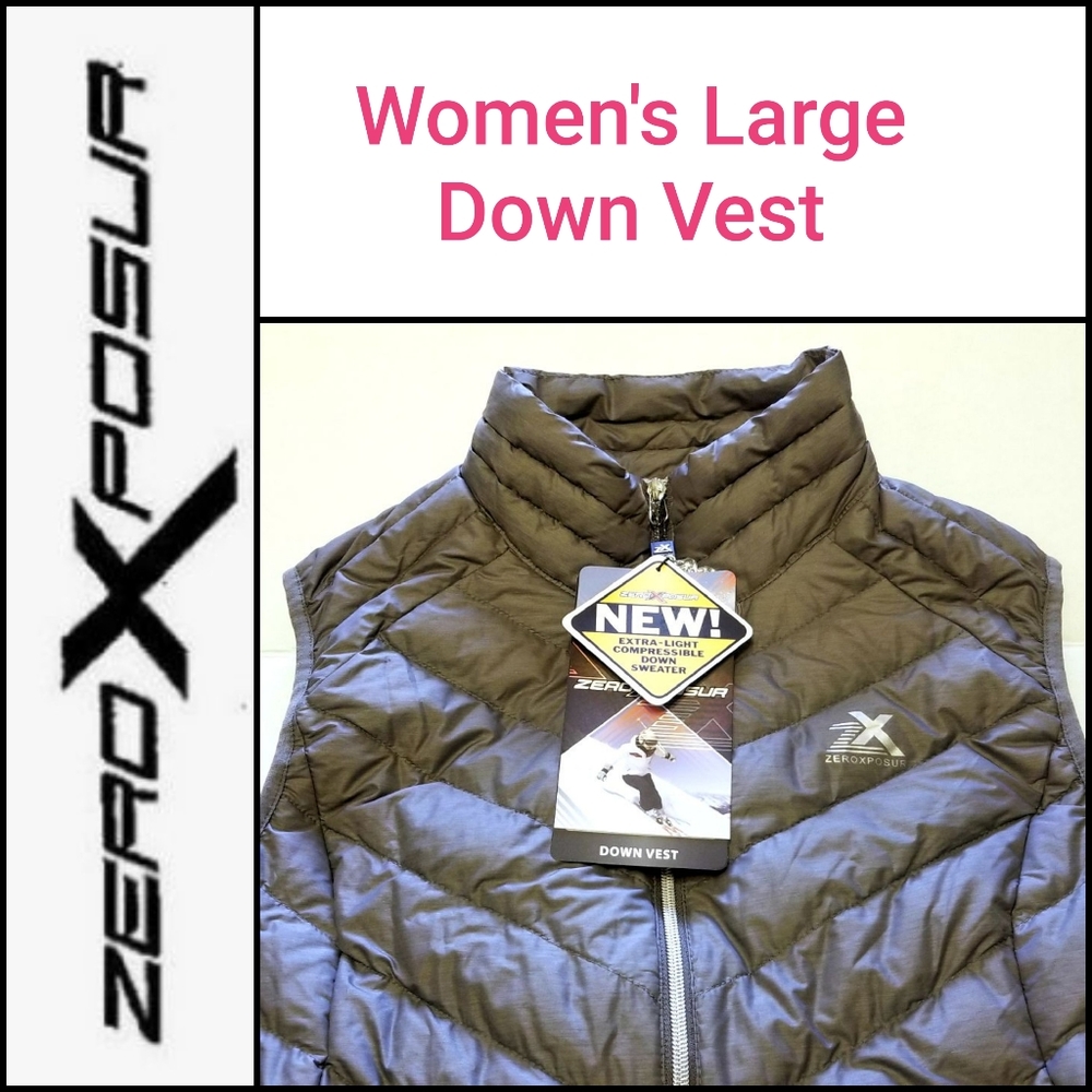 🆕️ ZeroXposur Women's Large Grey Down Vest 20379